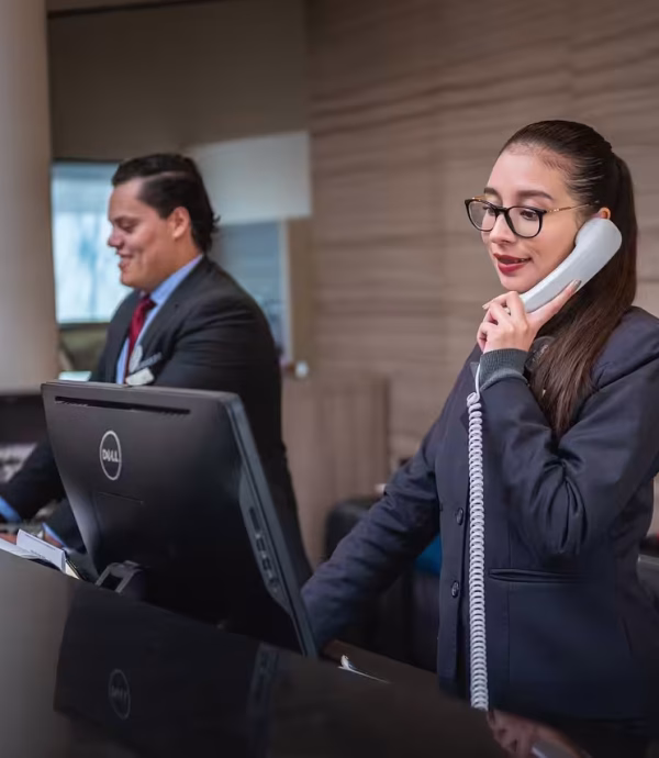 receptionists, phone call, hotel